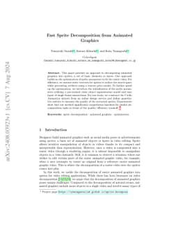 Fast Sprite Decomposition from Animated Graphics