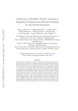 Scaling Law of Sim2Real Transfer Learning in Expanding Computational
  Materials Databases for Real-World Predictions