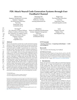 FDI: Attack Neural Code Generation Systems through User Feedback Channel