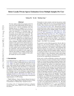 Better Locally Private Sparse Estimation Given Multiple Samples Per User