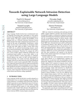 Towards Explainable Network Intrusion Detection using Large Language
  Models