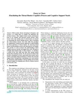 Fuzzy to Clear: Elucidating the Threat Hunter Cognitive Process and Cognitive Support Needs