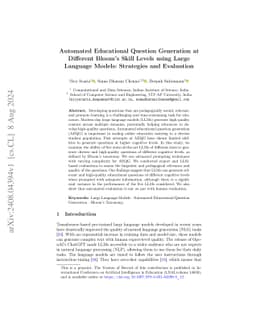 Automated Educational Question Generation at Different Bloom's Skill
  Levels using Large Language Models: Strategies and Evaluation