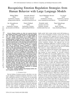 Recognizing Emotion Regulation Strategies from Human Behavior with Large
  Language Models