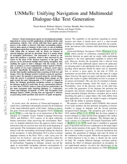UNMuTe: Unifying Navigation and Multimodal Dialogue-like Text Generation