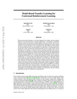 Model-Based Transfer Learning for Contextual Reinforcement Learning