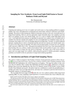 Sampling for View Synthesis: From Local Light Field Fusion to Neural
  Radiance Fields and Beyond
