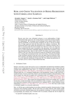Risk and cross validation in ridge regression with correlated samples