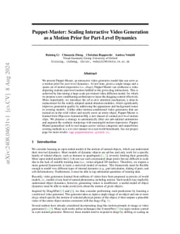 Puppet-Master: Scaling Interactive Video Generation as a Motion Prior
  for Part-Level Dynamics