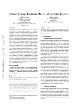 Efficacy of Large Language Models in Systematic Reviews