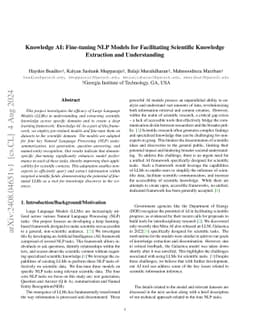 Knowledge AI: Fine-tuning NLP Models for Facilitating Scientific
  Knowledge Extraction and Understanding