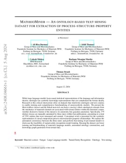 MaterioMiner -- An ontology-based text mining dataset for extraction of
  process-structure-property entities