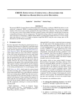 CREST: Effectively Compacting a Datastore For Retrieval-Based
  Speculative Decoding