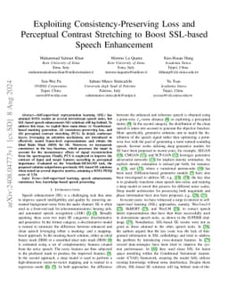 Exploiting Consistency-Preserving Loss and Perceptual Contrast
  Stretching to Boost SSL-based Speech Enhancement