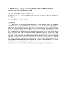 VLM-MPC: Vision Language Foundation Model (VLM)-Guided Model Predictive
  Controller (MPC) for Autonomous Driving
