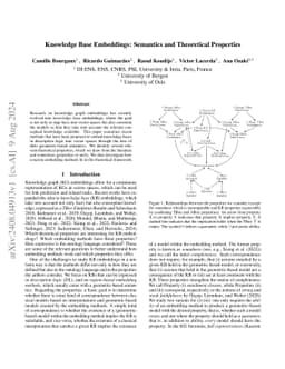 Knowledge Base Embeddings: Semantics and Theoretical Properties