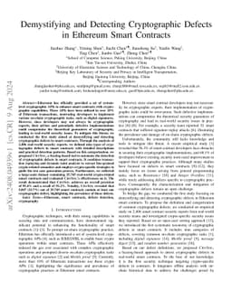 Demystifying and Detecting Cryptographic Defects in Ethereum Smart
  Contracts