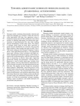 Towards aerodynamic surrogate modeling based on $β$-variational
  autoencoders