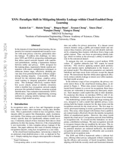 XNN: Paradigm Shift in Mitigating Identity Leakage within Cloud-Enabled
  Deep Learning