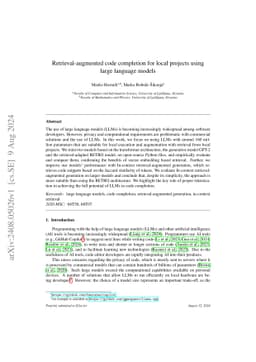 Retrieval-augmented code completion for local projects using large
  language models