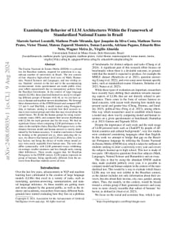 Examining the Behavior of LLM Architectures Within the Framework of
  Standardized National Exams in Brazil