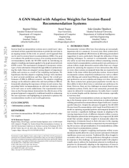 A GNN Model with Adaptive Weights for Session-Based Recommendation
  Systems