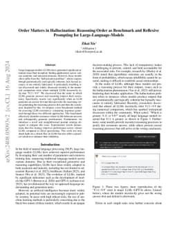 Order Matters in Hallucination: Reasoning Order as Benchmark and Reflexive Prompting for Large-Language-Models