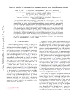 Concept learning of parameterized quantum models from limited
  measurements