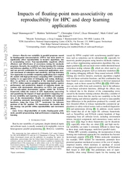 Impacts of floating-point non-associativity on reproducibility for HPC
  and deep learning applications