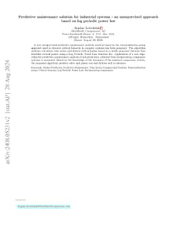 Predictive maintenance solution for industrial systems -- an unsupervised approach based on log periodic power law