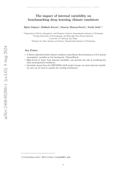 The impact of internal variability on benchmarking deep learning climate emulators