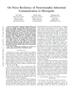 On Noise Resiliency of Neuromorphic Inferential Communication in
  Microgrids