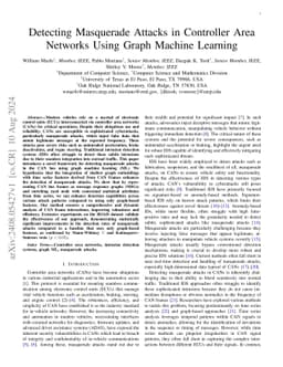 Detecting Masquerade Attacks in Controller Area Networks Using Graph
  Machine Learning