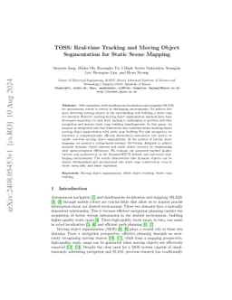 TOSS: Real-time Tracking and Moving Object Segmentation for Static Scene
  Mapping