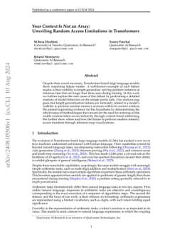 Your Context Is Not an Array: Unveiling Random Access Limitations in
  Transformers