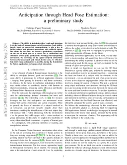 Anticipation through Head Pose Estimation: a preliminary study