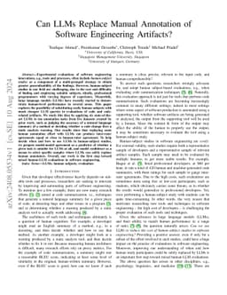 Can LLMs Replace Manual Annotation of Software Engineering Artifacts?