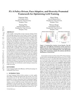 P3: A Policy-Driven, Pace-Adaptive, and Diversity-Promoted Framework for
  Optimizing LLM Training