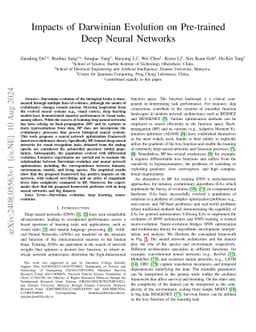 Impacts of Darwinian Evolution on Pre-trained Deep Neural Networks