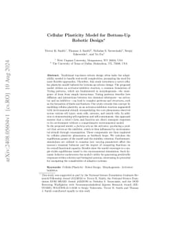 Cellular Plasticity Model for Bottom-Up Robotic Design