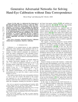 Generative Adversarial Networks for Solving Hand-Eye Calibration without
  Data Correspondence