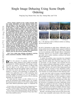Single Image Dehazing Using Scene Depth Ordering