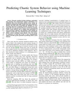 Predicting Chaotic System Behavior using Machine Learning Techniques