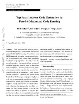 Top Pass: Improve Code Generation by Pass@k-Maximized Code Ranking