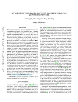 RTF-Q: Efficient Unsupervised Domain Adaptation with Retraining-free
  Quantization