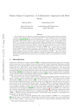 Online Matrix Completion: A Collaborative Approach with Hott Items