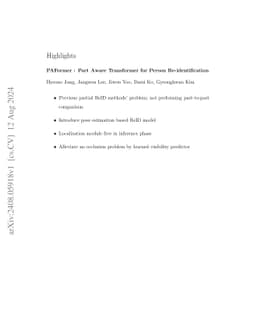 PAFormer: Part Aware Transformer for Person Re-identification