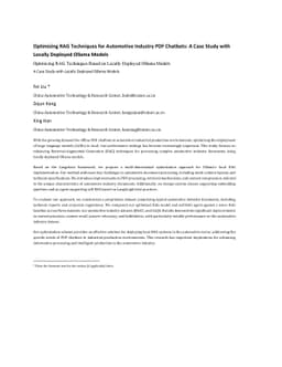 Optimizing RAG Techniques for Automotive Industry PDF Chatbots: A Case
  Study with Locally Deployed Ollama Models