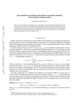 Non-asymptotic Estimates for Markov Transition Matrices with Rigorous
  Error Bounds