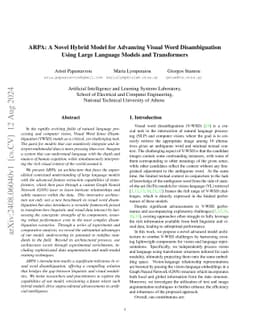 ARPA: A Novel Hybrid Model for Advancing Visual Word Disambiguation
  Using Large Language Models and Transformers